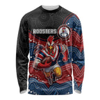 Custom Roosters Long Sleeve Shirt Chicken Mascot With Aboriginal Indigenous