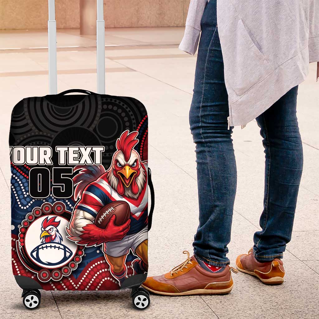 Custom Roosters Luggage Cover Chicken Mascot With Aboriginal Indigenous