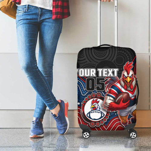 Custom Roosters Luggage Cover Chicken Mascot With Aboriginal Indigenous