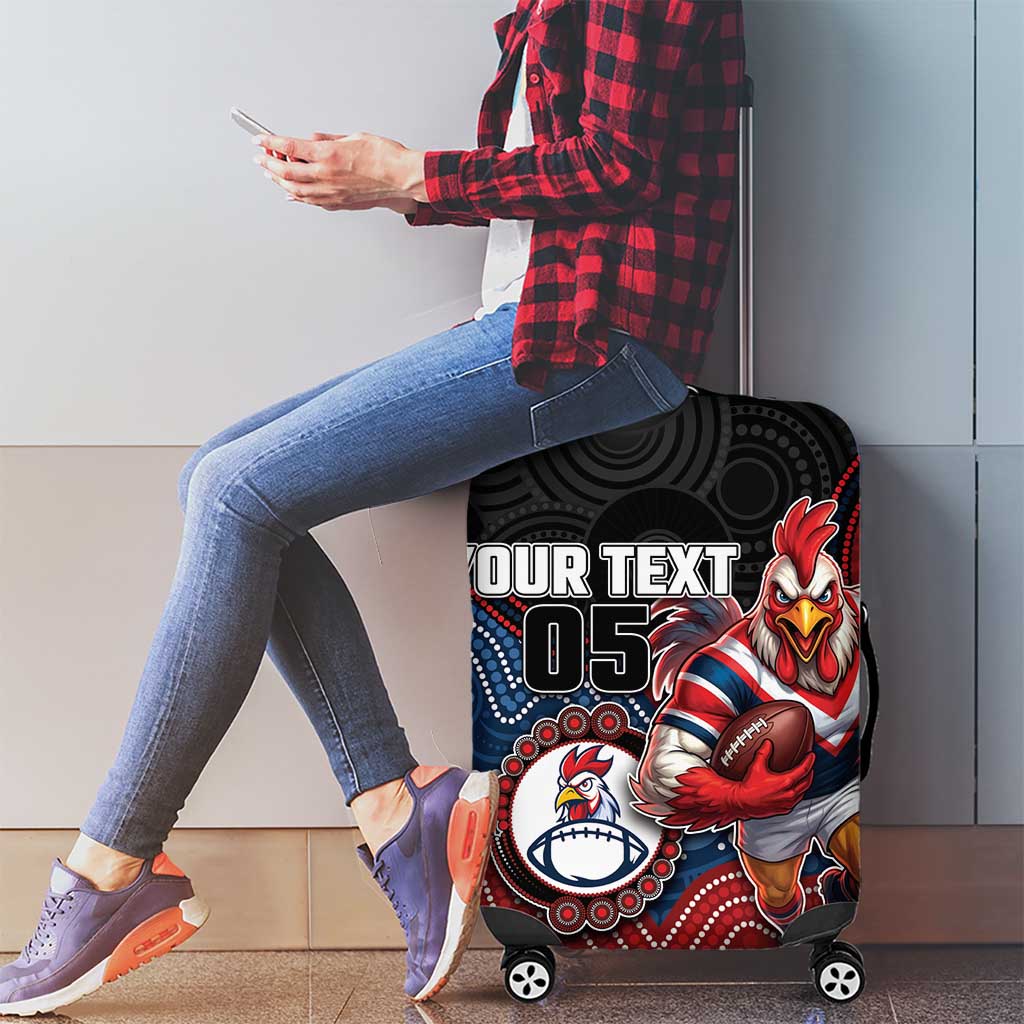 Custom Roosters Luggage Cover Chicken Mascot With Aboriginal Indigenous