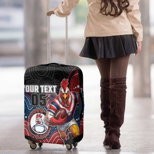Custom Roosters Luggage Cover Chicken Mascot With Aboriginal Indigenous
