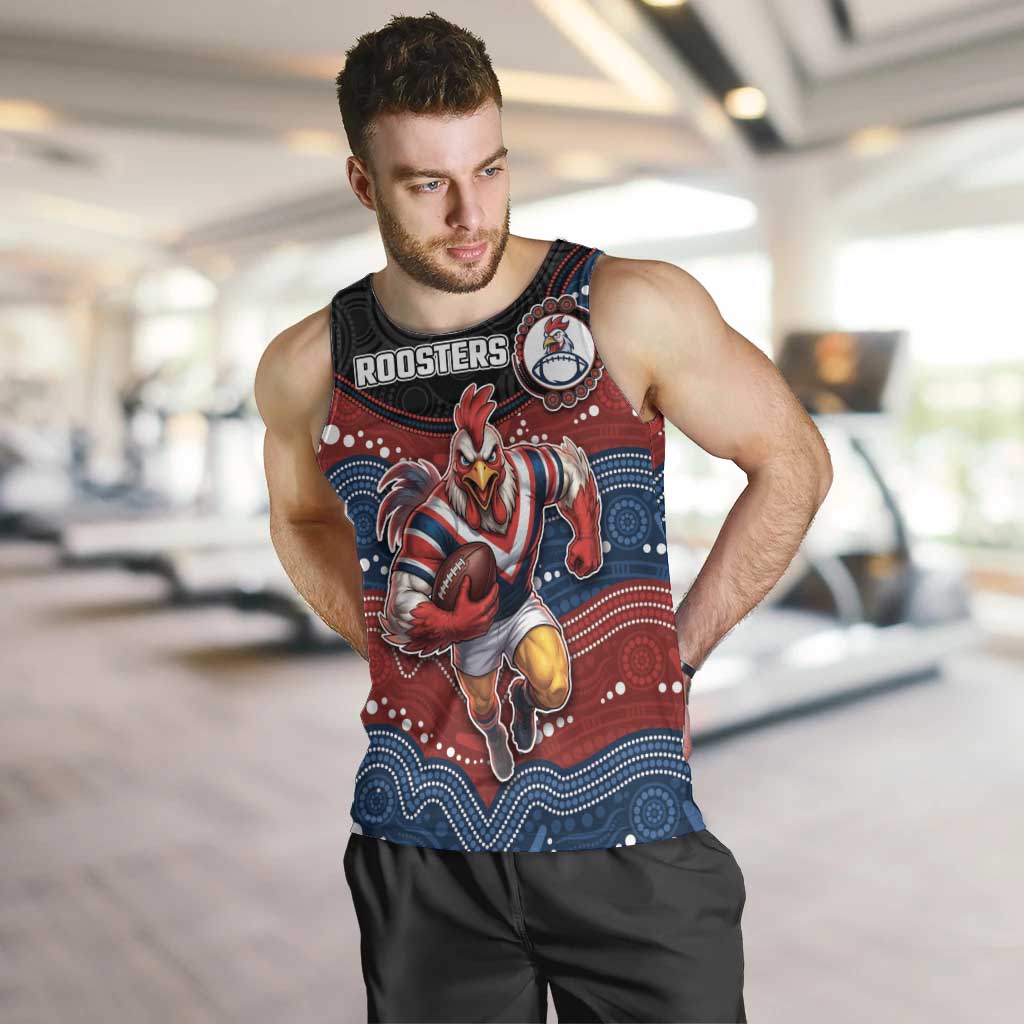 Custom Roosters Men Tank Top Chicken Mascot With Aboriginal Indigenous