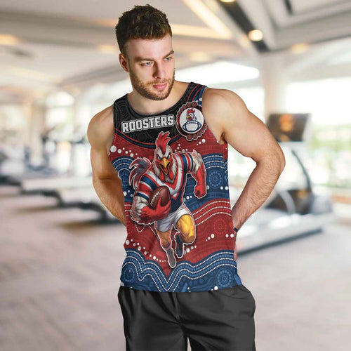 Custom Roosters Men Tank Top Chicken Mascot With Aboriginal Indigenous