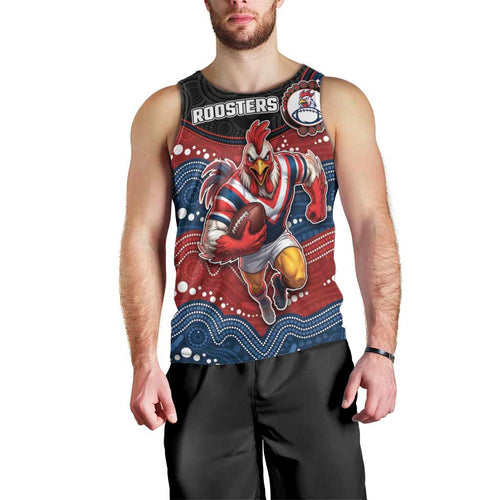 Custom Roosters Men Tank Top Chicken Mascot With Aboriginal Indigenous