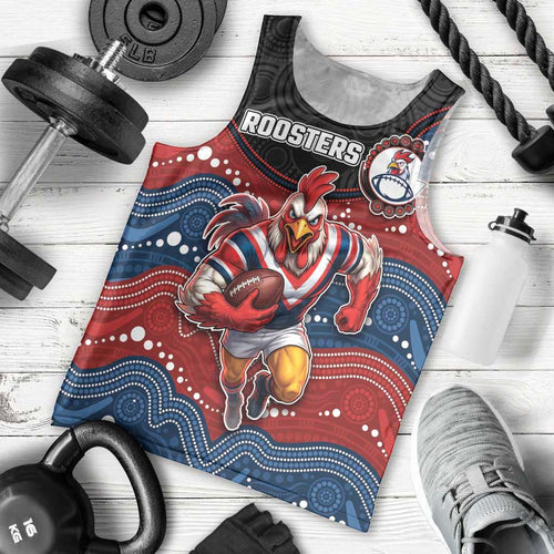 Custom Roosters Men Tank Top Chicken Mascot With Aboriginal Indigenous