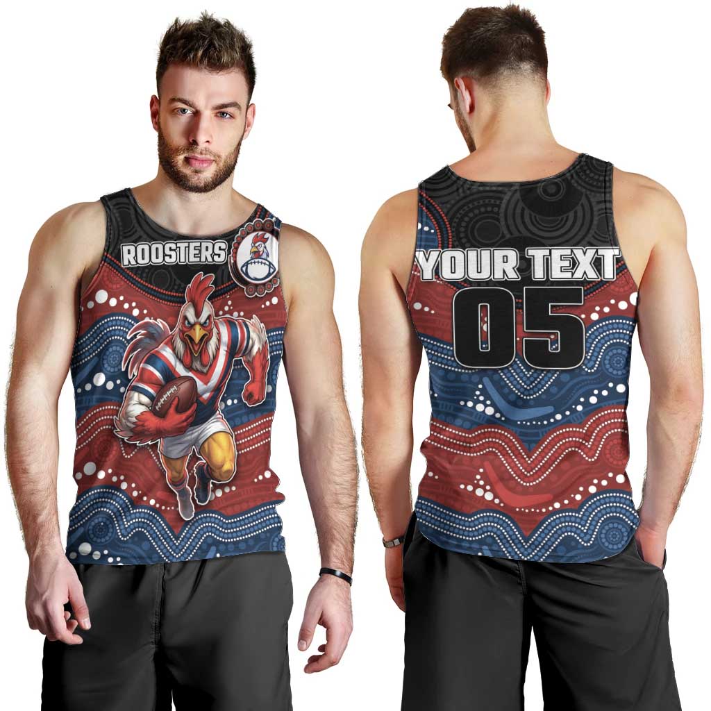 Custom Roosters Men Tank Top Chicken Mascot With Aboriginal Indigenous