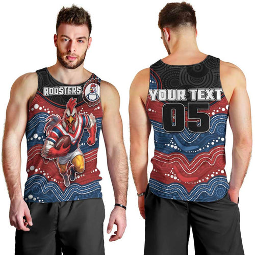 Custom Roosters Men Tank Top Chicken Mascot With Aboriginal Indigenous
