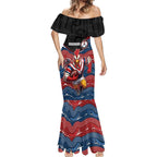 Custom Roosters Mermaid Dress Chicken Mascot With Aboriginal Indigenous