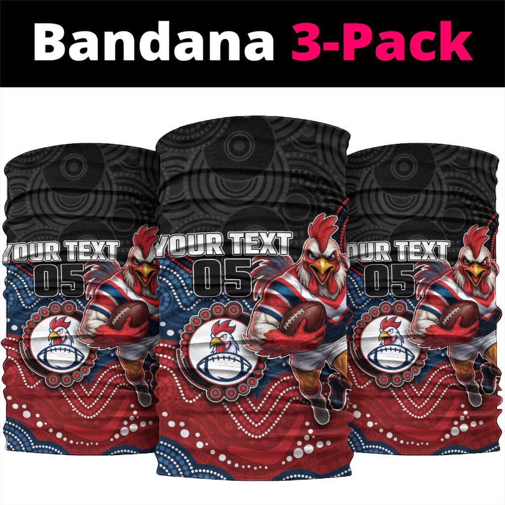 Custom Roosters Neck Gaiter Chicken Mascot With Aboriginal Indigenous