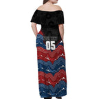 Custom Roosters Off Shoulder Maxi Dress Chicken Mascot With Aboriginal Indigenous