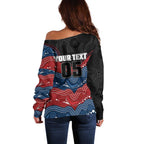 Custom Roosters Off Shoulder Sweater Chicken Mascot With Aboriginal Indigenous