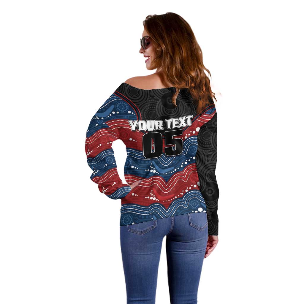 Custom Roosters Off Shoulder Sweater Chicken Mascot With Aboriginal Indigenous