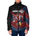 Custom Roosters Padded Jacket Chicken Mascot With Aboriginal Indigenous