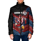 Custom Roosters Padded Jacket Chicken Mascot With Aboriginal Indigenous