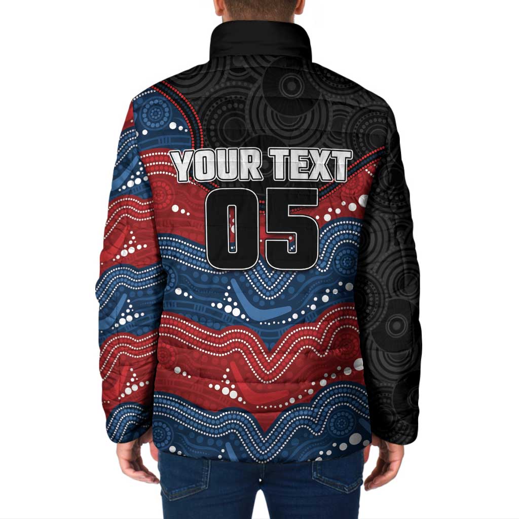 Custom Roosters Padded Jacket Chicken Mascot With Aboriginal Indigenous