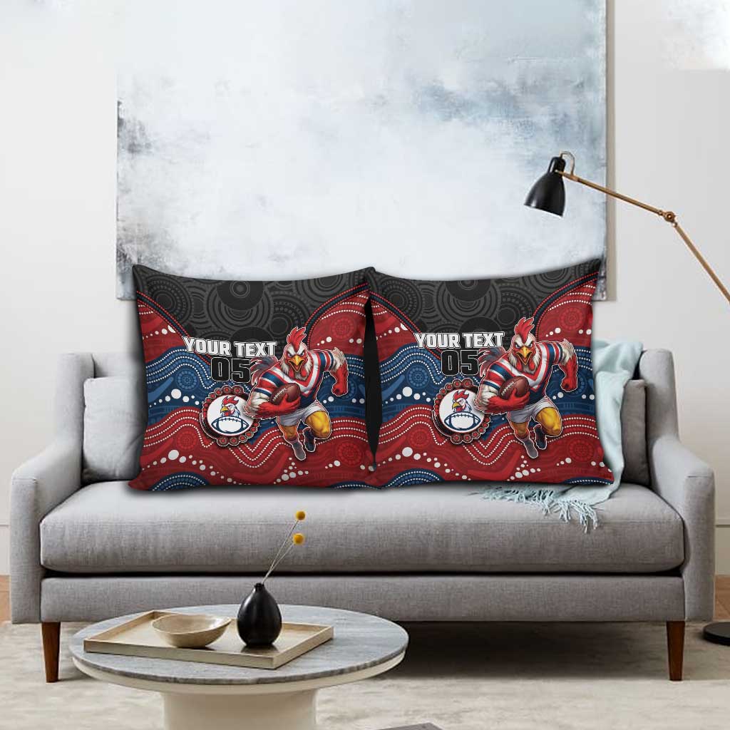 Custom Roosters Pillow Cover Chicken Mascot With Aboriginal Indigenous
