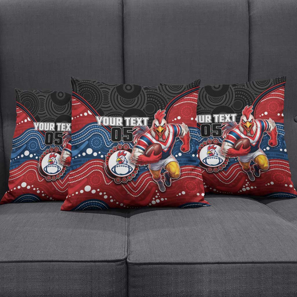 Custom Roosters Pillow Cover Chicken Mascot With Aboriginal Indigenous