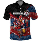 Custom Roosters Polo Shirt Chicken Mascot With Aboriginal Indigenous
