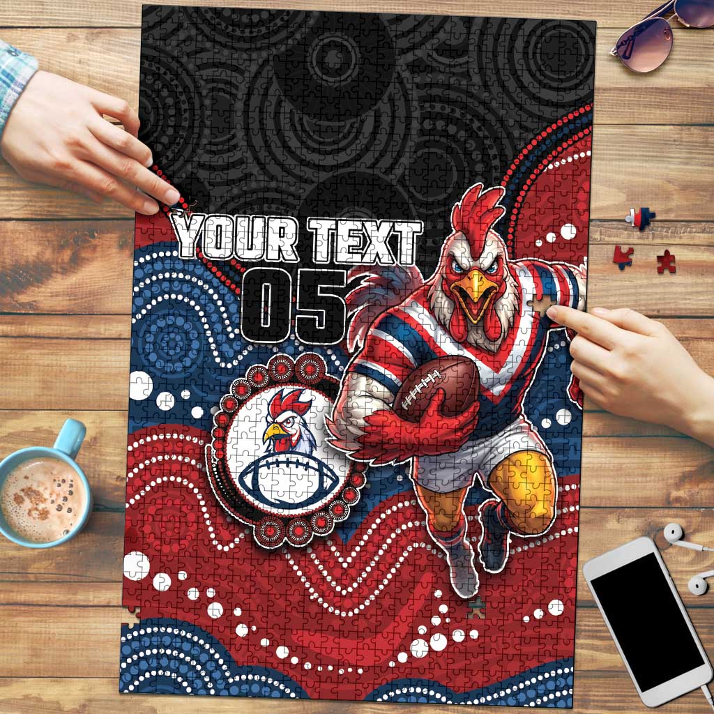 Custom Roosters Puzzle Chicken Mascot With Aboriginal Indigenous