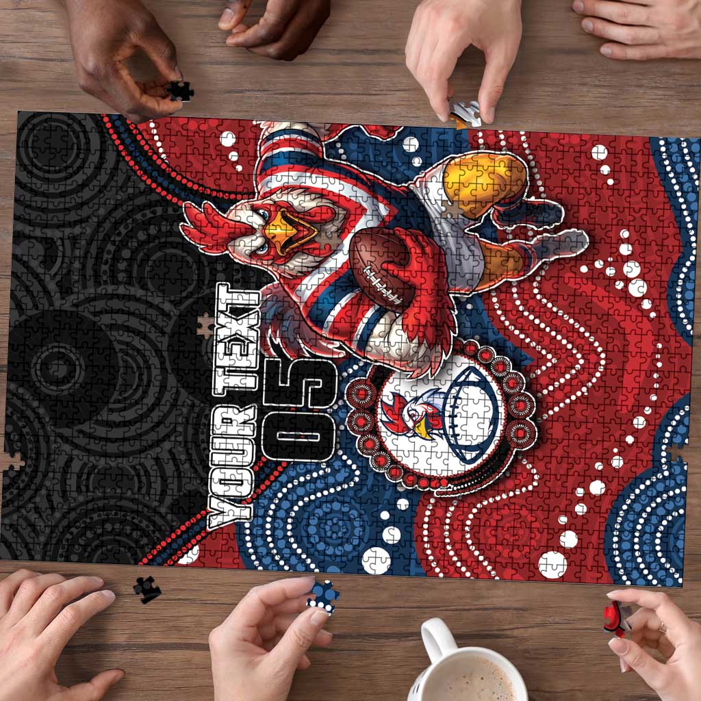 Custom Roosters Puzzle Chicken Mascot With Aboriginal Indigenous