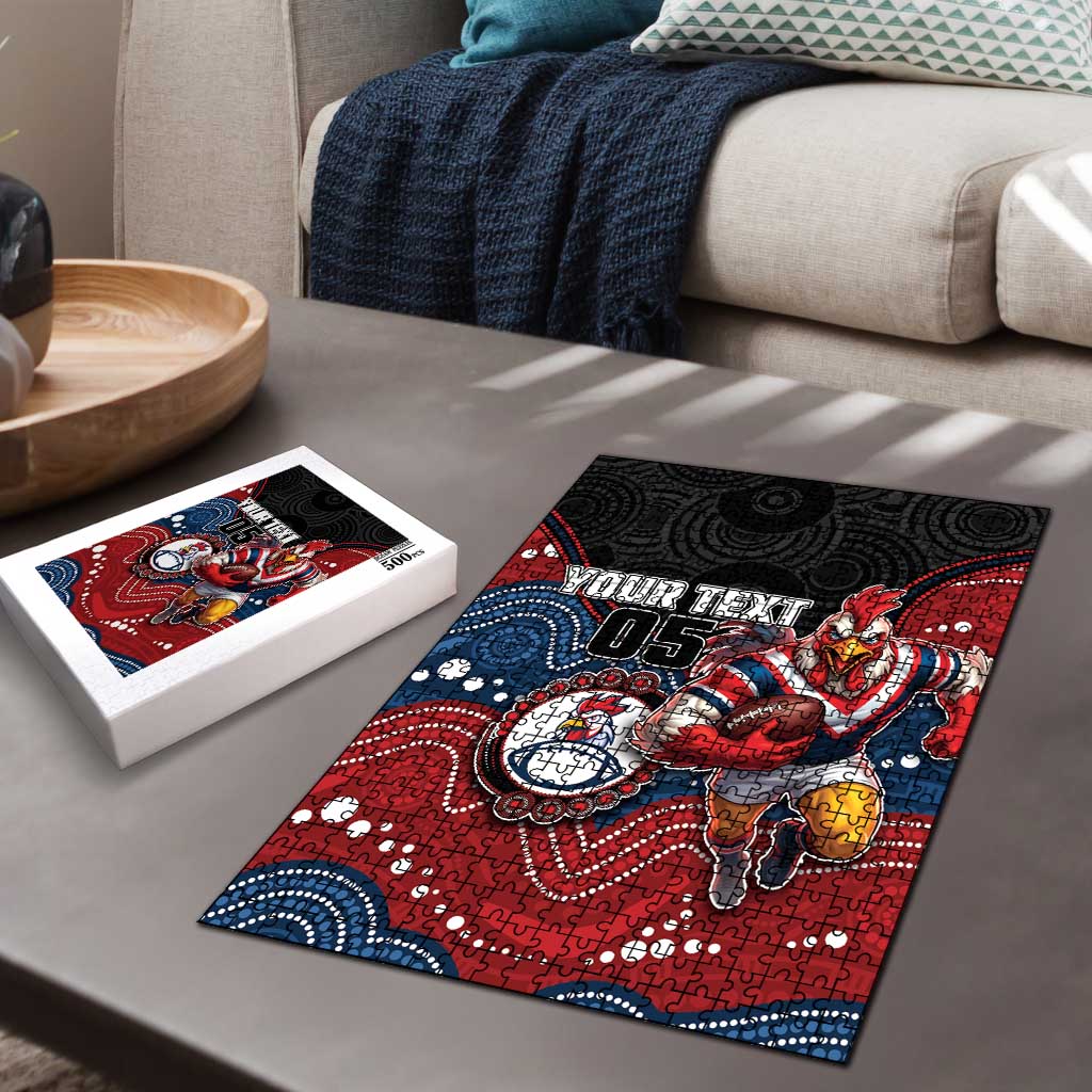 Custom Roosters Puzzle Chicken Mascot With Aboriginal Indigenous