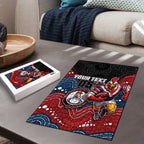 Custom Roosters Puzzle Chicken Mascot With Aboriginal Indigenous