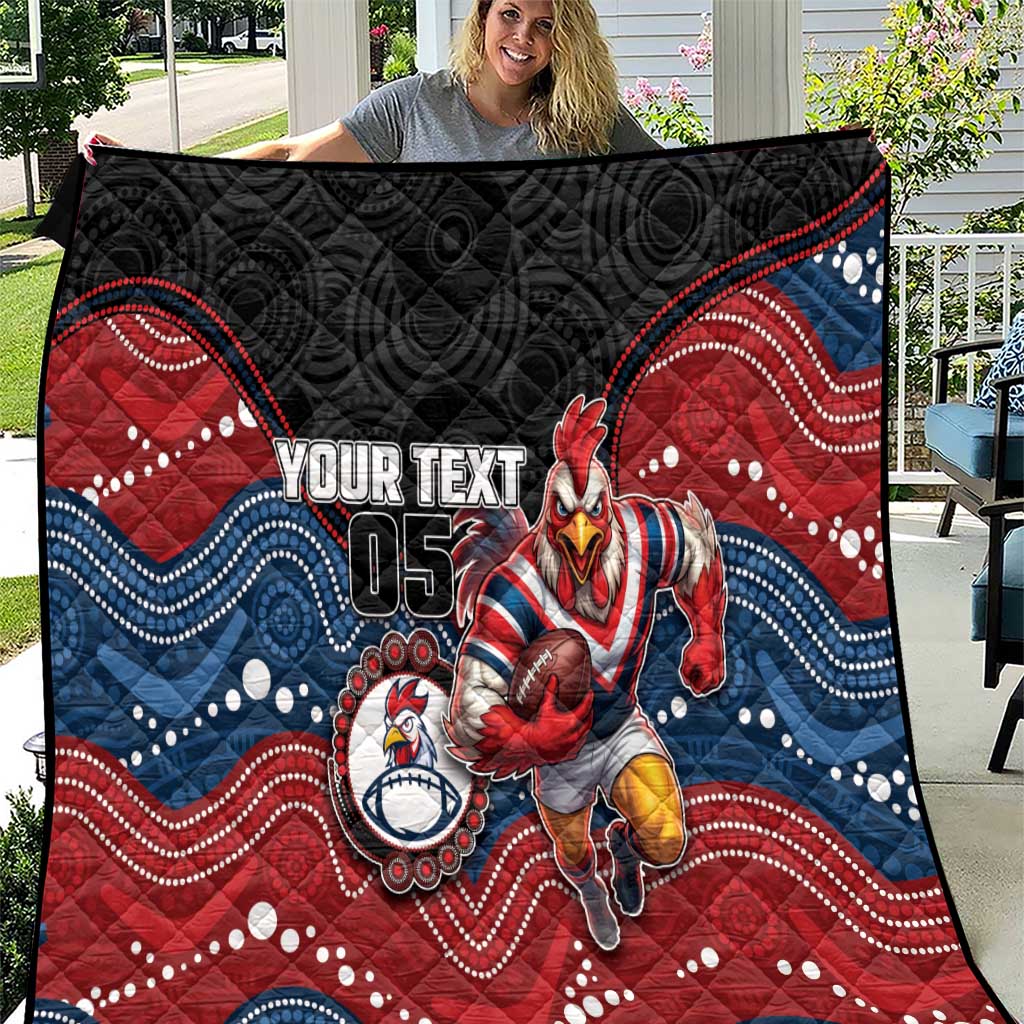 Custom Roosters Quilt Chicken Mascot With Aboriginal Indigenous