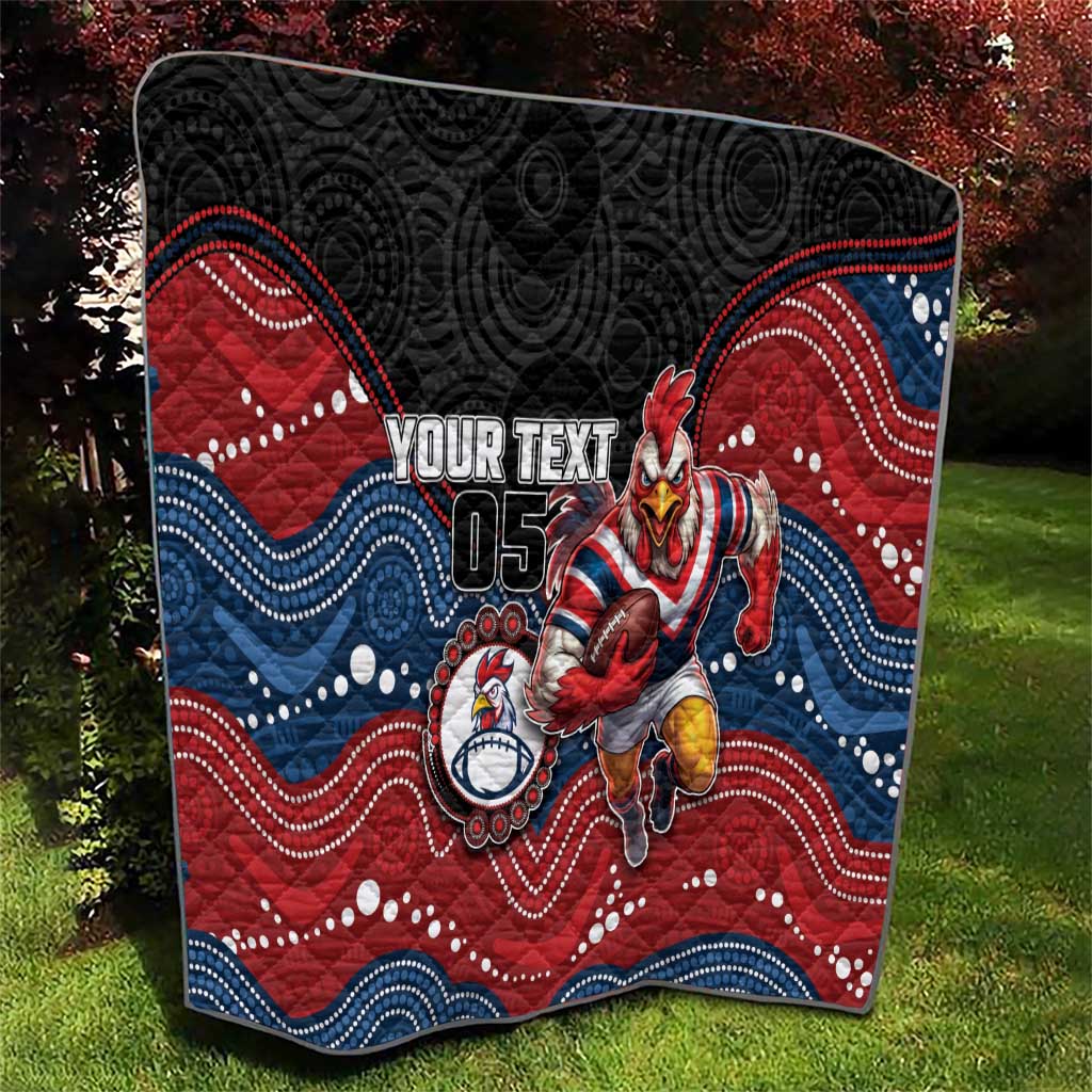 Custom Roosters Quilt Chicken Mascot With Aboriginal Indigenous