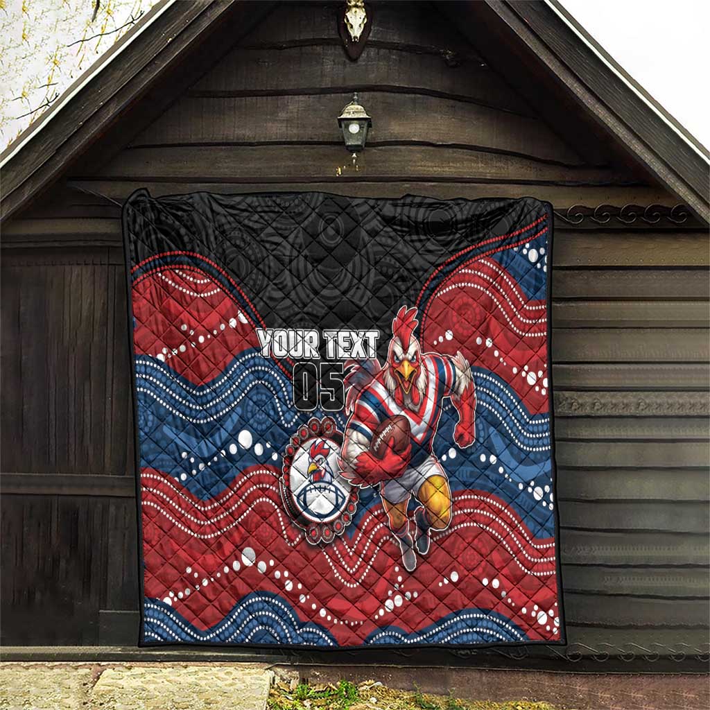 Custom Roosters Quilt Chicken Mascot With Aboriginal Indigenous