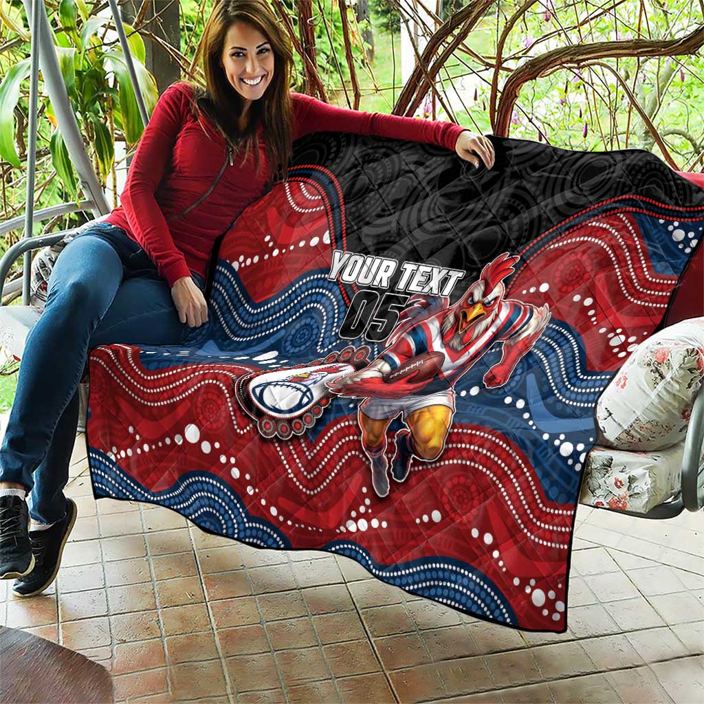 Custom Roosters Quilt Chicken Mascot With Aboriginal Indigenous