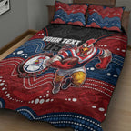 Custom Roosters Quilt Bed Set Chicken Mascot With Aboriginal Indigenous