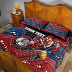 Custom Roosters Quilt Bed Set Chicken Mascot With Aboriginal Indigenous