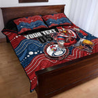 Custom Roosters Quilt Bed Set Chicken Mascot With Aboriginal Indigenous
