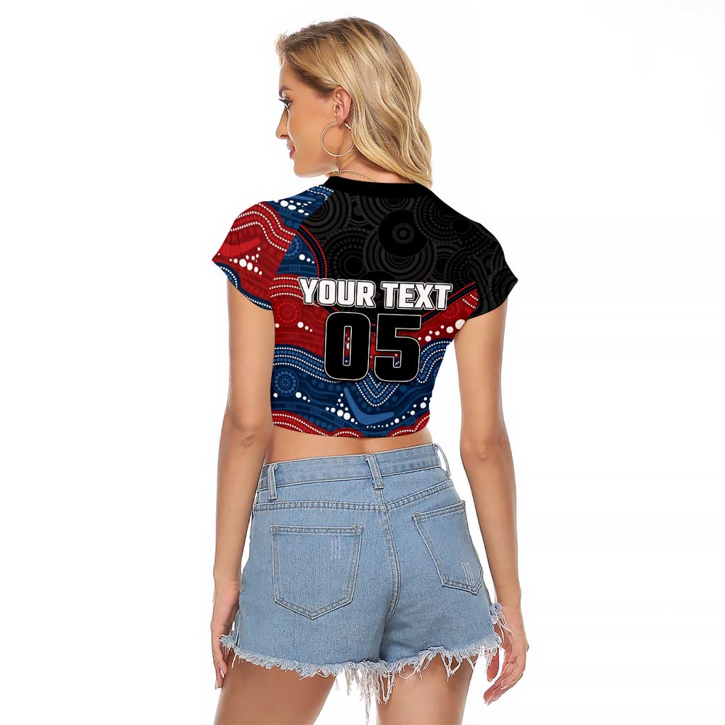 Custom Roosters Raglan Cropped T Shirt Chicken Mascot With Aboriginal Indigenous