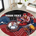 Custom Roosters Round Carpet Chicken Mascot With Aboriginal Indigenous