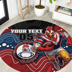 Custom Roosters Round Carpet Chicken Mascot With Aboriginal Indigenous