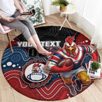 Custom Roosters Round Carpet Chicken Mascot With Aboriginal Indigenous