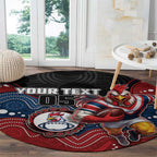 Custom Roosters Round Carpet Chicken Mascot With Aboriginal Indigenous