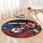 Custom Roosters Round Carpet Chicken Mascot With Aboriginal Indigenous