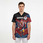 Custom Roosters Scrub Top Chicken Mascot With Aboriginal Indigenous