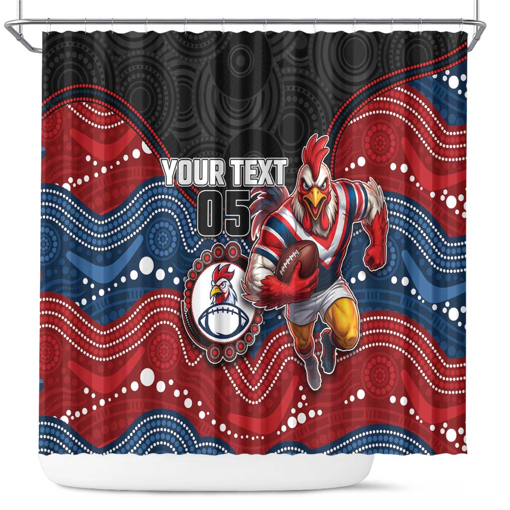 Custom Roosters Shower Curtain Chicken Mascot With Aboriginal Indigenous