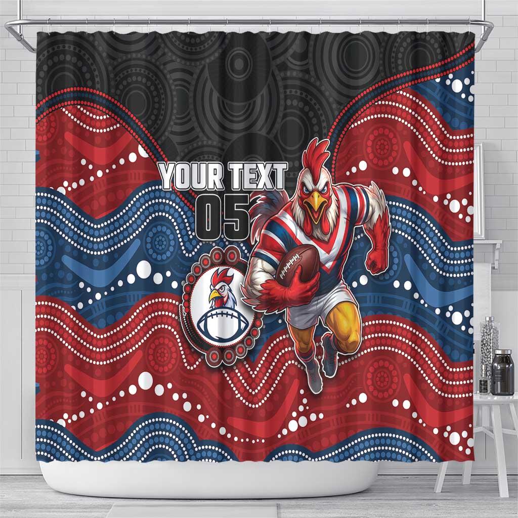 Custom Roosters Shower Curtain Chicken Mascot With Aboriginal Indigenous