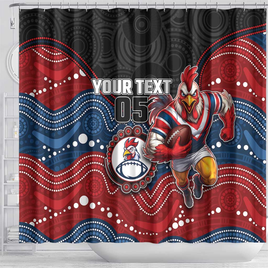 Custom Roosters Shower Curtain Chicken Mascot With Aboriginal Indigenous