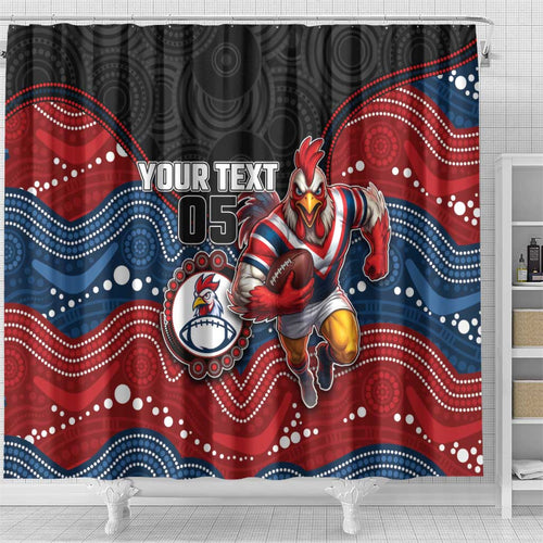 Custom Roosters Shower Curtain Chicken Mascot With Aboriginal Indigenous