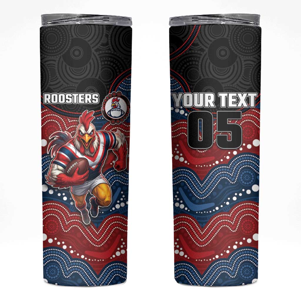 Custom Roosters Skinny Tumbler Chicken Mascot With Aboriginal Indigenous