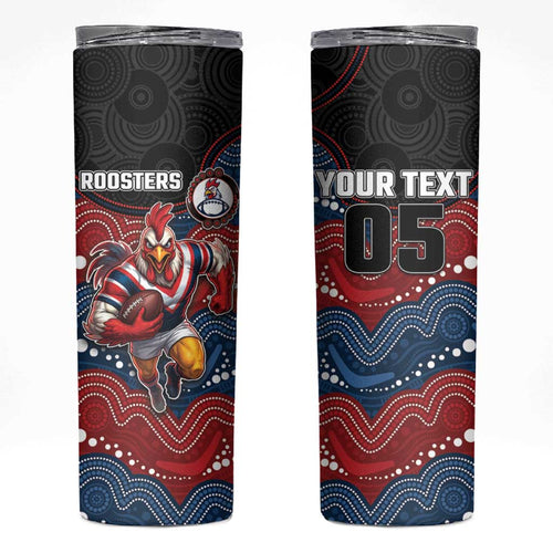 Custom Roosters Skinny Tumbler Chicken Mascot With Aboriginal Indigenous