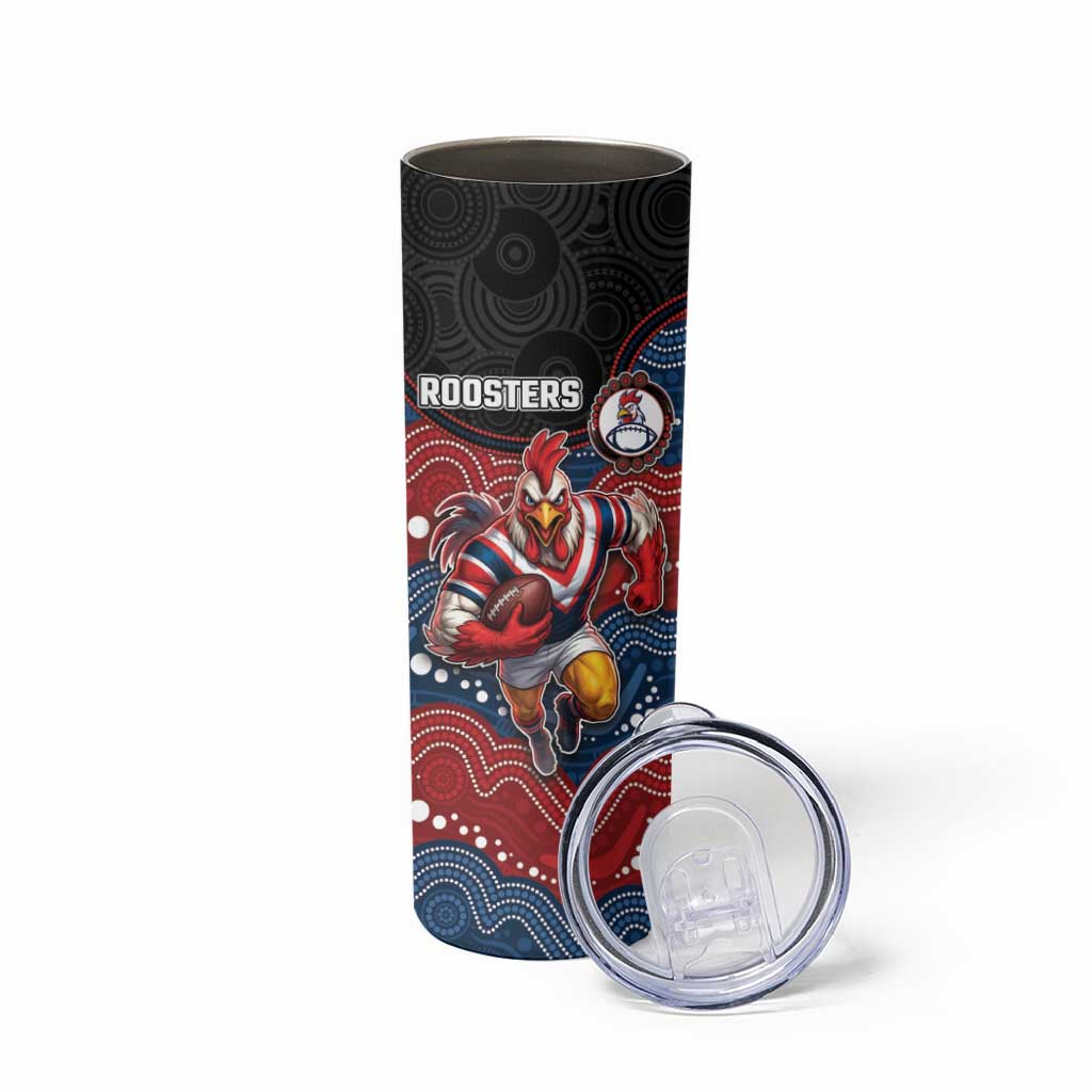 Custom Roosters Skinny Tumbler Chicken Mascot With Aboriginal Indigenous