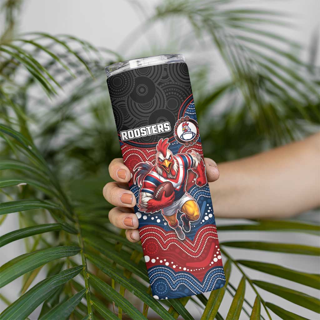 Custom Roosters Skinny Tumbler Chicken Mascot With Aboriginal Indigenous