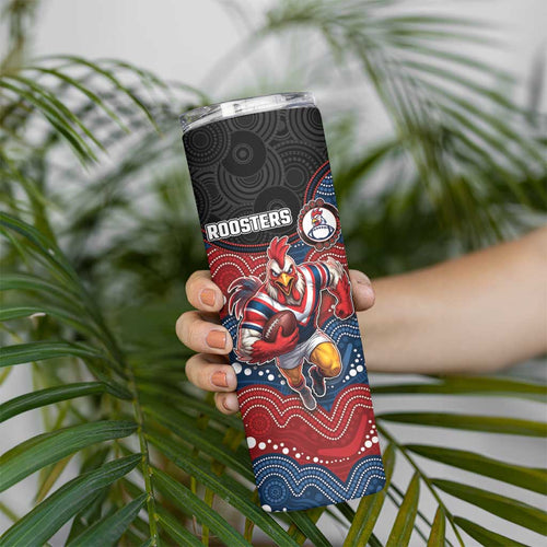 Custom Roosters Skinny Tumbler Chicken Mascot With Aboriginal Indigenous