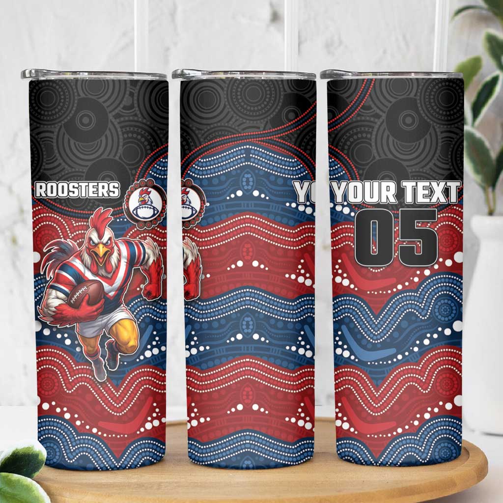 Custom Roosters Skinny Tumbler Chicken Mascot With Aboriginal Indigenous